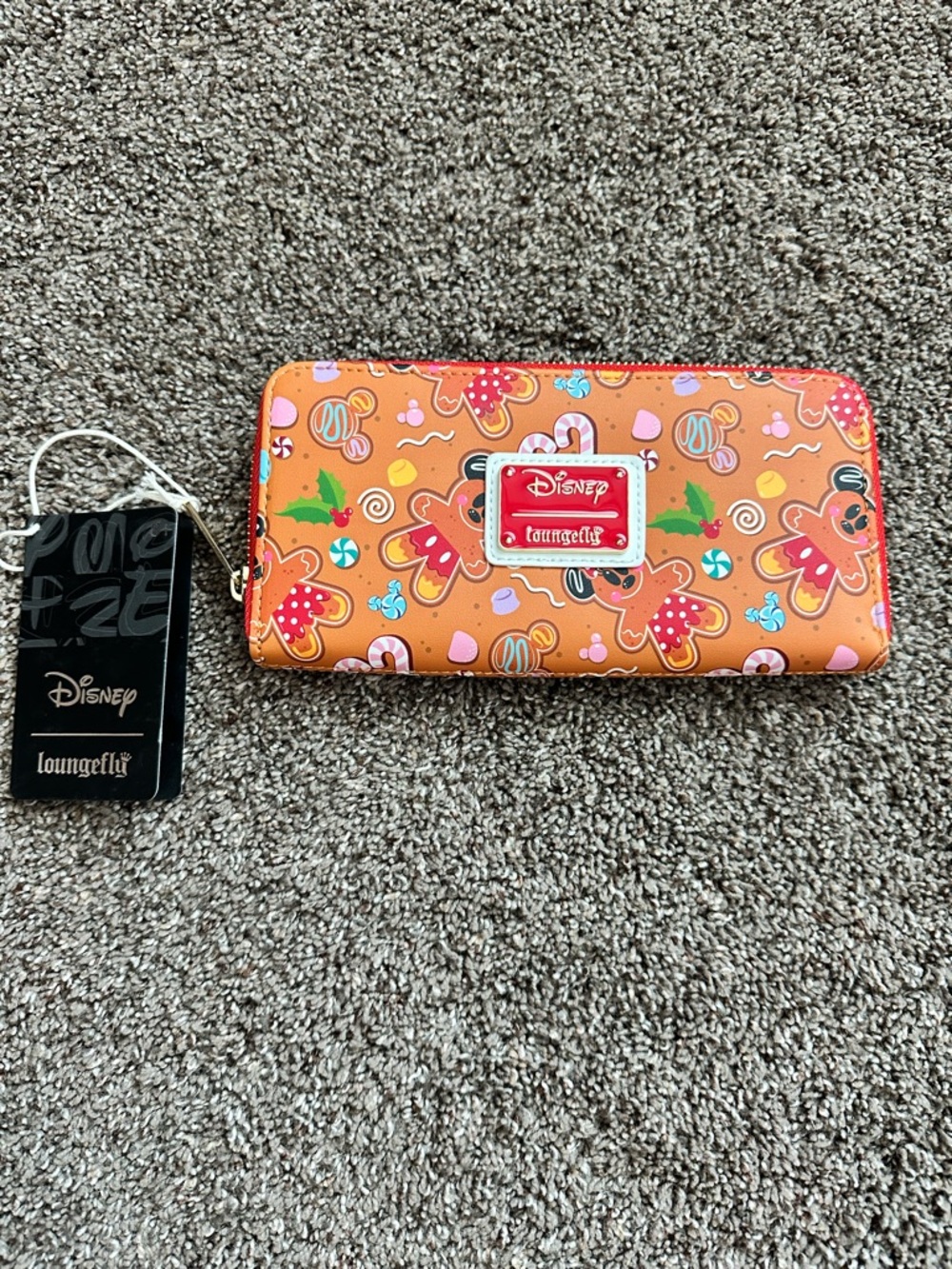 Loungefly Disney Mickey & Minnie Gingerbread Holiday Zip-Around Wallet NWT